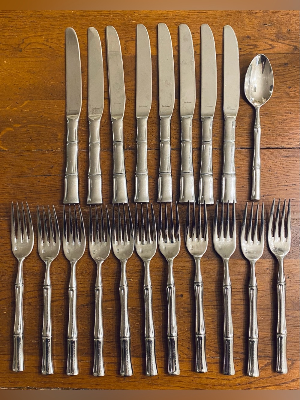 Fortessa Royal Pacific Bamboo Pattern 18/10 Stainless Steel Flatware 20 Pcs